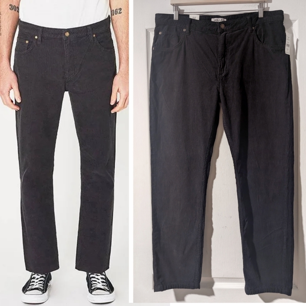 NWT Rolla's | Men's Relaxo Relaxed Tapered-Leg Cord Jeans In Black